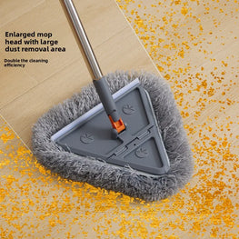 Portable Fold Triangle Head Floor Mop Cleaner Tool Mop 360 Rotation Cleaning For  Kitchen Walls And Ceilings Microfiber Pad