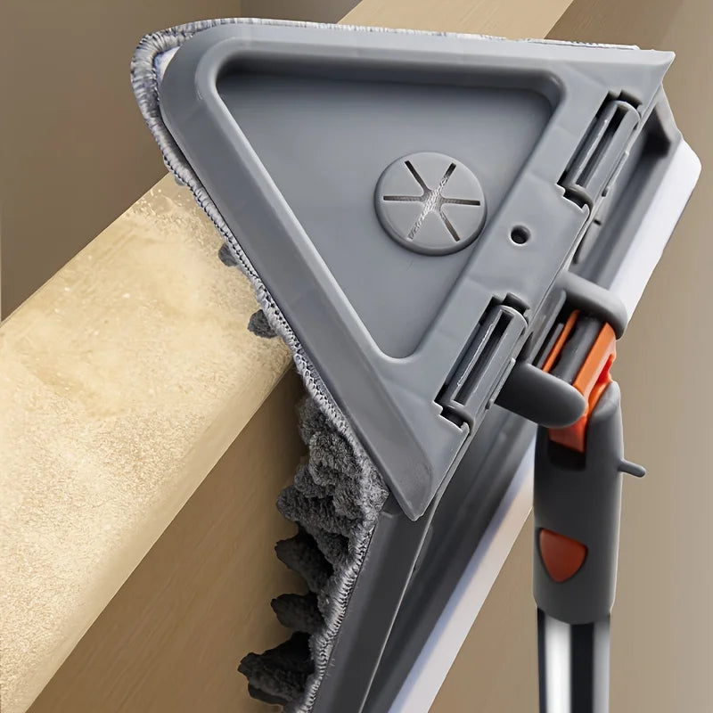 Portable Fold Triangle Head Floor Mop Cleaner Tool Mop 360 Rotation Cleaning For  Kitchen Walls And Ceilings Microfiber Pad