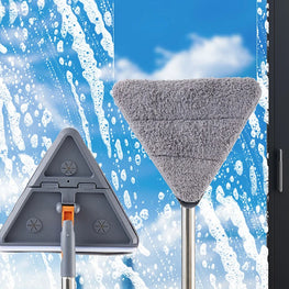 Portable Fold Triangle Head Floor Mop Cleaner Tool Mop 360 Rotation Cleaning For  Kitchen Walls And Ceilings Microfiber Pad